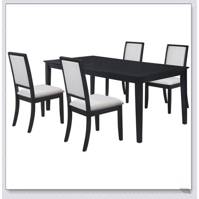 Daniela Black 5-Piece Dining Set with Cream Upholstery, Combining Elegance and Comfort for Modern Dining Rooms