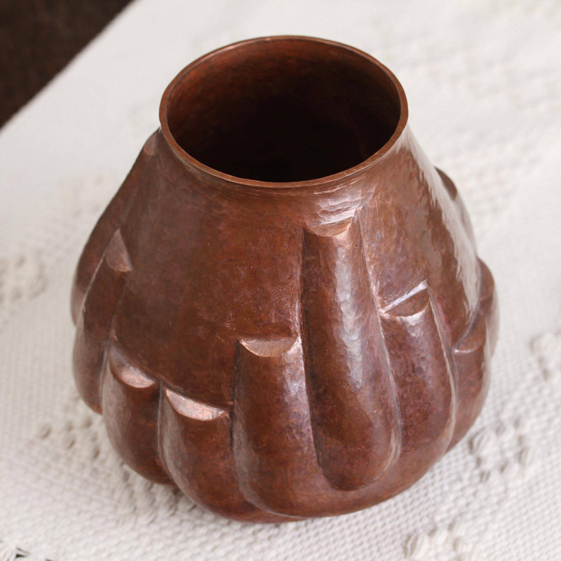 Vase de table en cuivre d’intérieur/extérieur brun 6 po