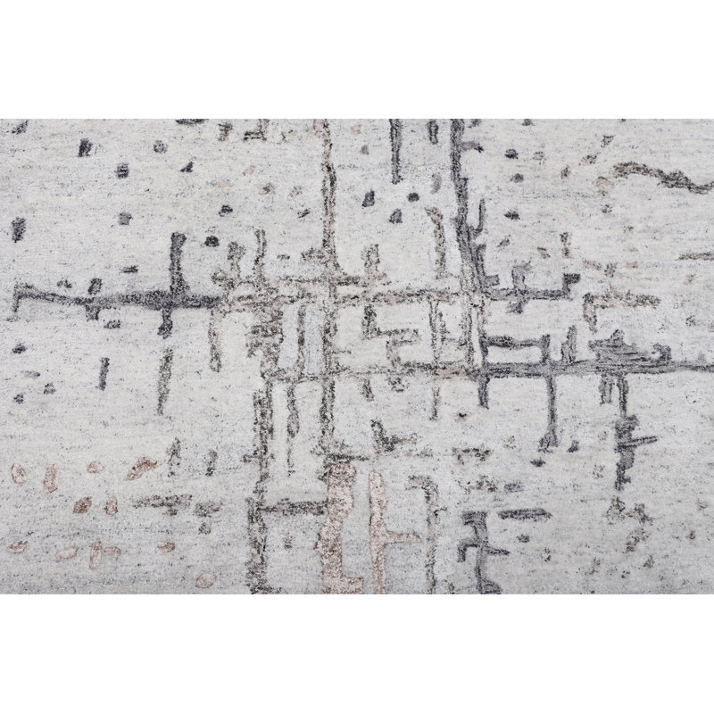 Tapis gris et multicolore noué à la main de haute qualité, Rectangle 8 pi 9 po x 11 pi 10 po