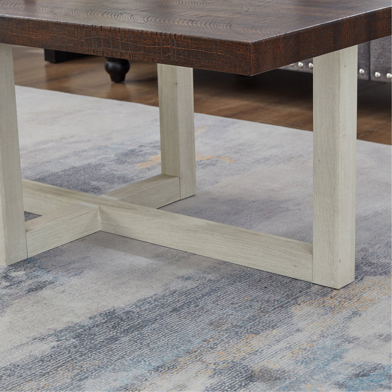 Table basse ronde Roundhill Furniture Luno, noyer et blanc, 16" H x 47.5" L x 23.5" W, Walnut/White