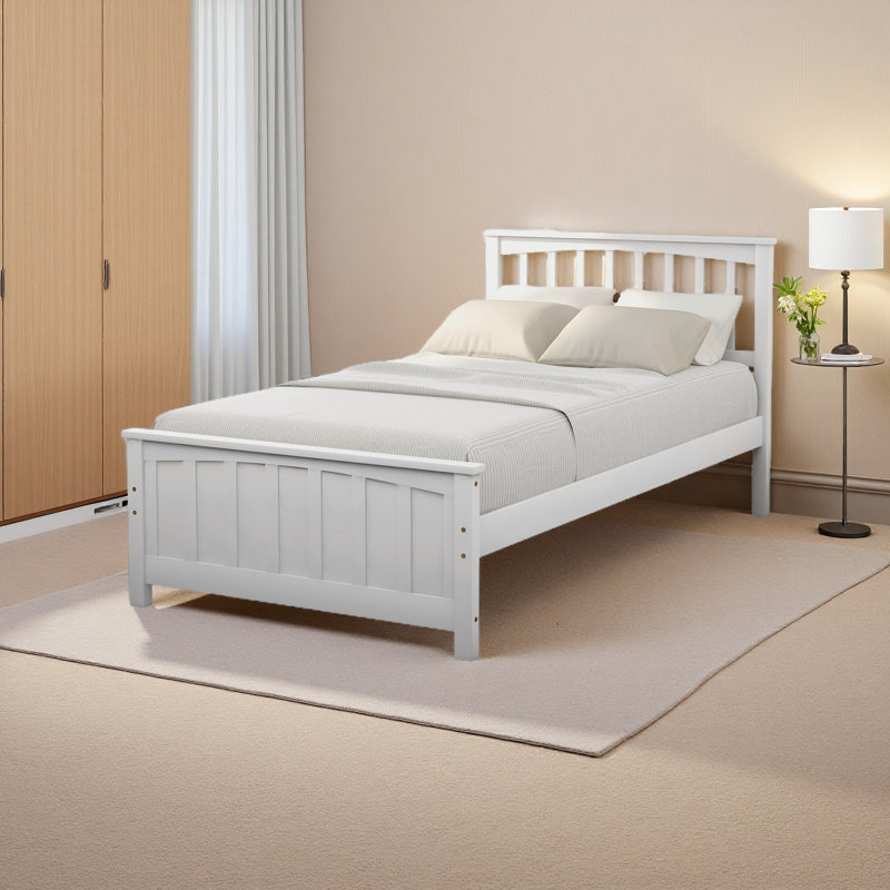 Lit plateforme en bois, Blanc