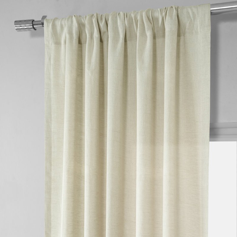 Signature 100% Linen Semi Sheer Curtain Single Panel, 50"W x 96"L, Birch
