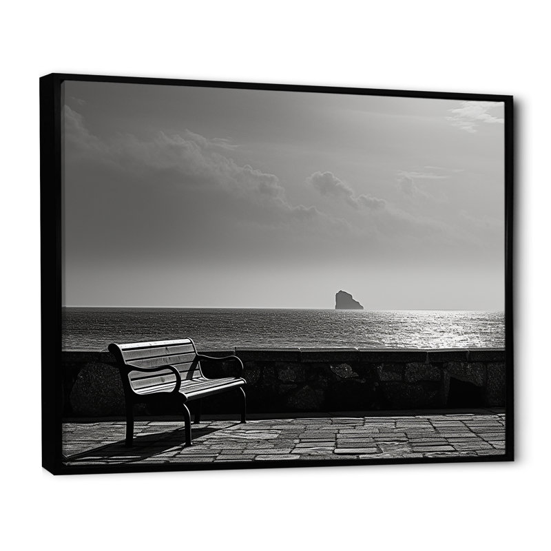 Quach - plage et océan, reproduction d'art sur toile, Cadre flottant noir, H 24 po x l 32 po x P 1 po
