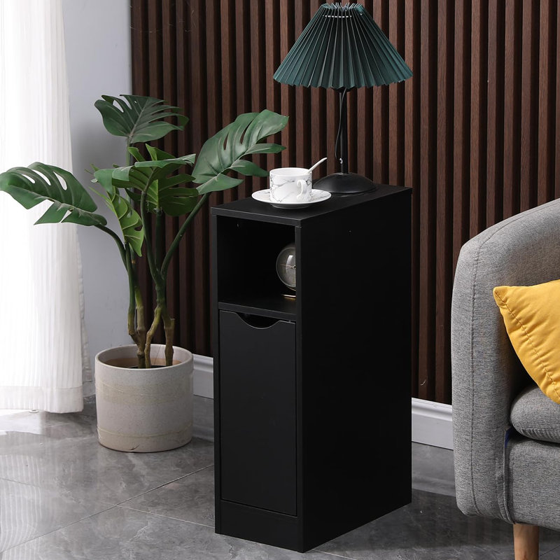 19.5cm W Manufactured Wood Bedside Table, Black