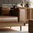 Modern Brown Leather Sofa With Wooden Accents, 4-seater Living Room Couch With 3 Throw Pillows, Mid-century Modern Upholstered Sofa For Home Office