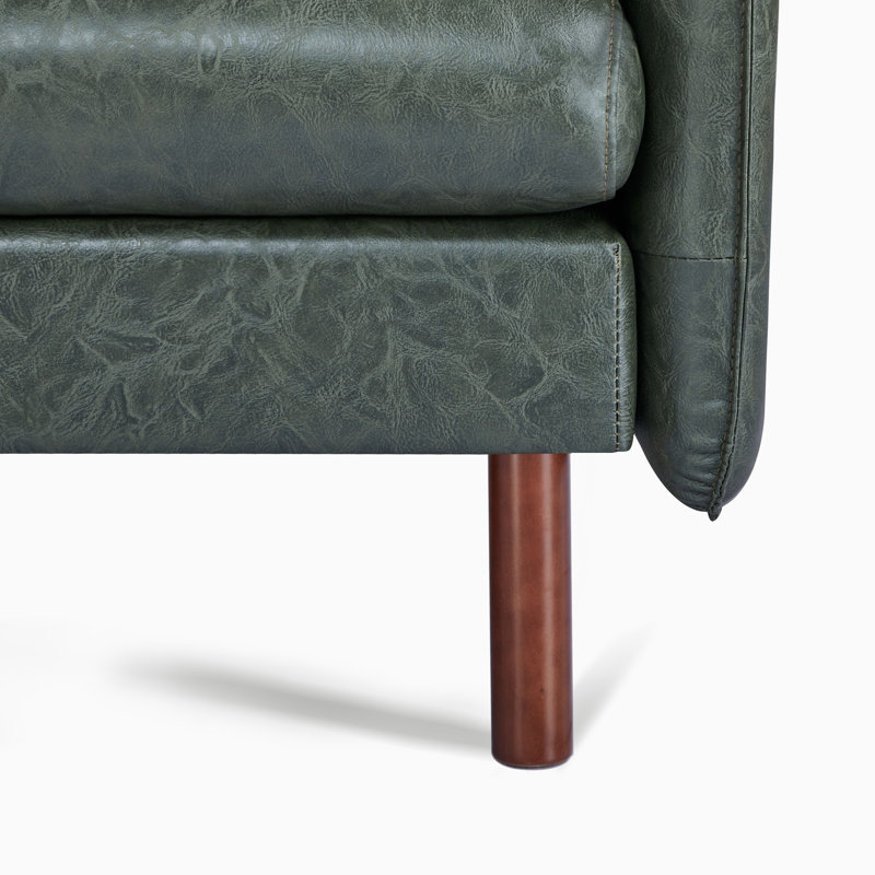 Reachel Faux Leather Sofa, 33'' H x 82'' W x 32'' D , Green 100% Faux Leather