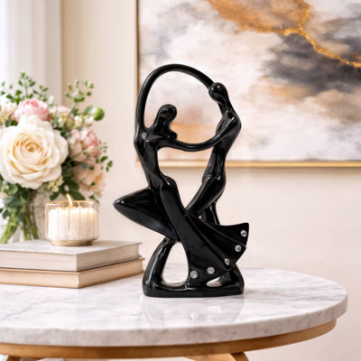 Abstract Dancing Couple Resin Statue – Elegant Tabletop Decor for Home & Office