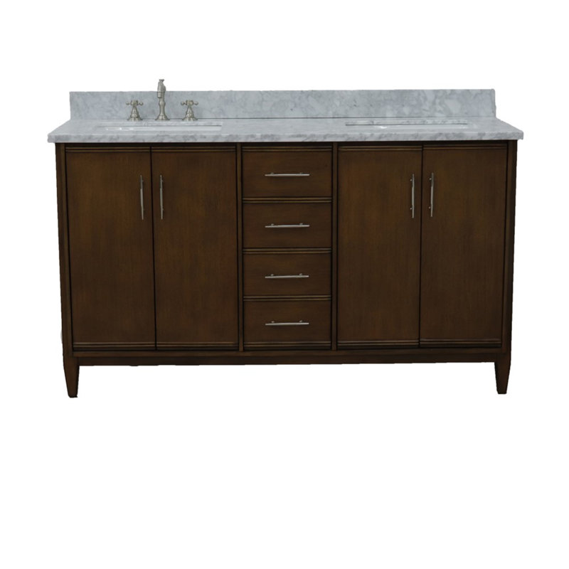 Ensemble de meuble-lavabo double 61 po Harrel, Blanc