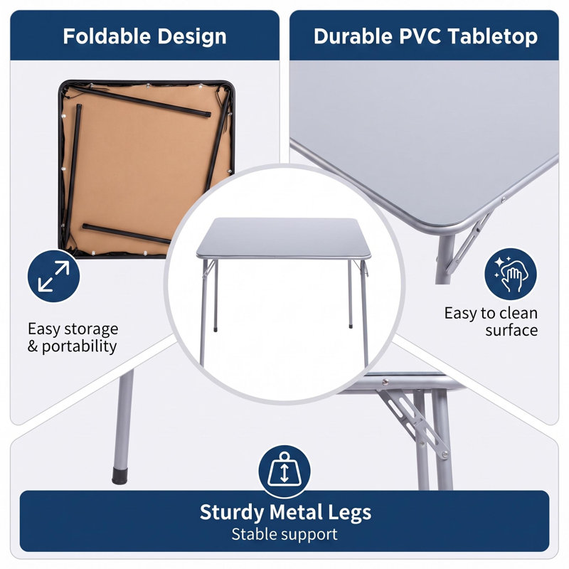86cm Folding Table, Grey