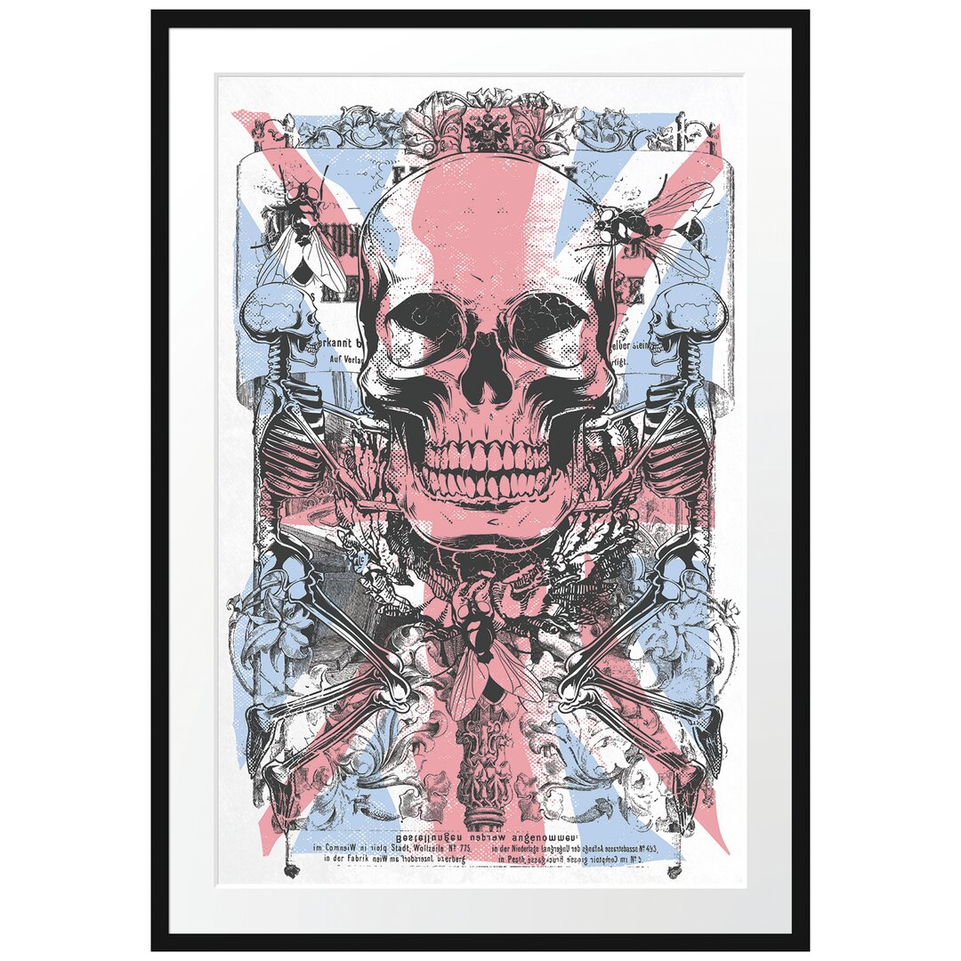 Gerahmtes Poster Uk Skull Light