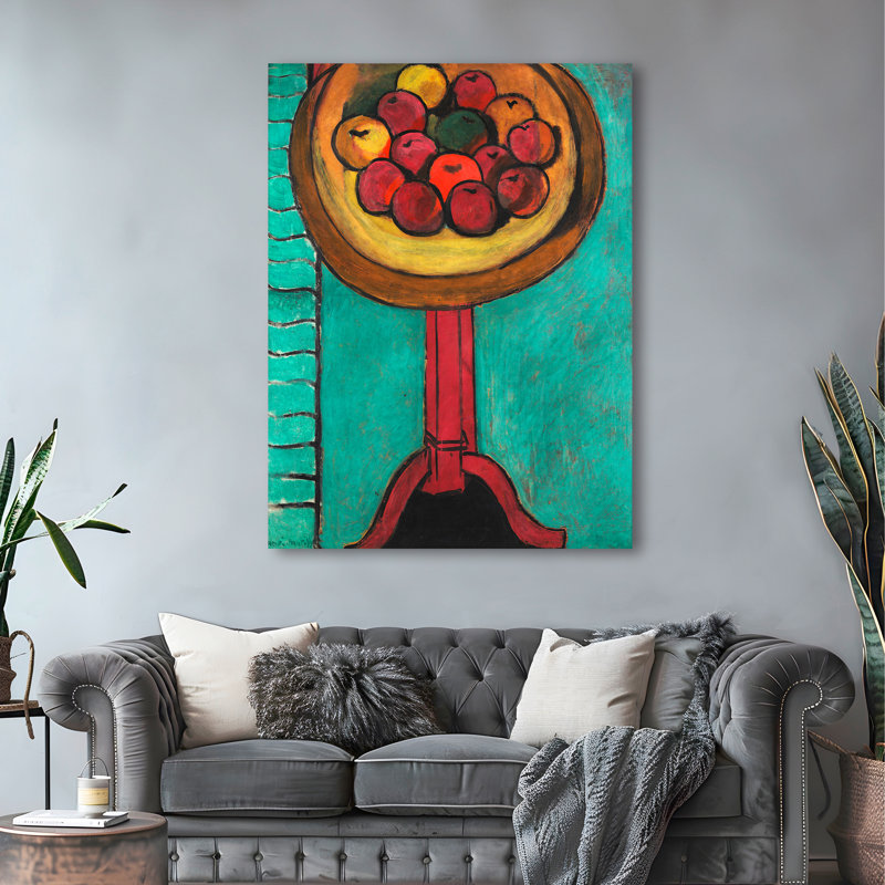 3HM7467 Bowl Of Apples On A Table by Henri Matisse - Wrapped Canvas Print, 100 cm H x 70 cm W