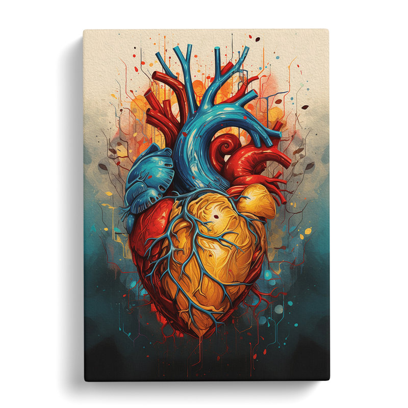 Anatomical Heart Abstract - Wrapped Canvas Print, 60cm H x 40cm W x 3cm D
