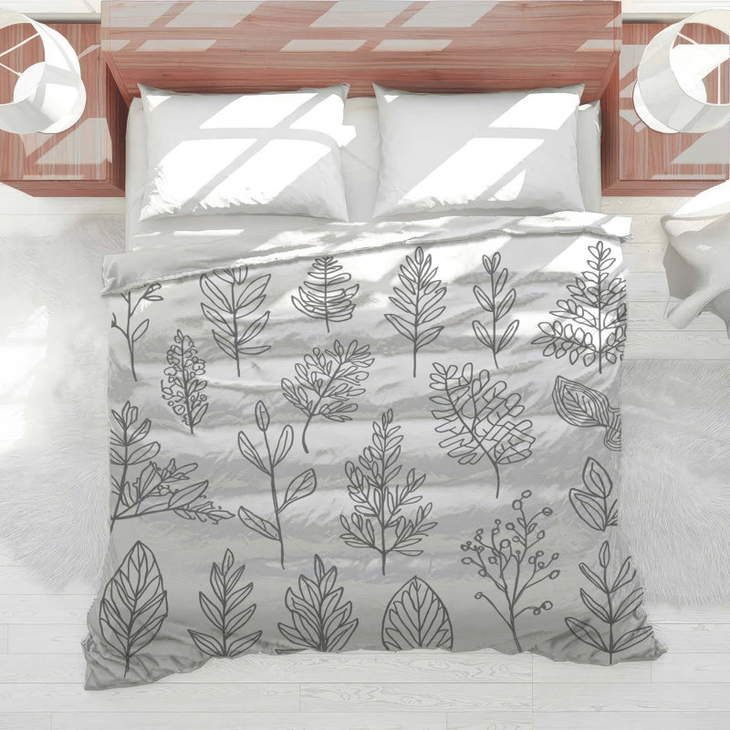 Line Drawing Foliage Comforter, Queen