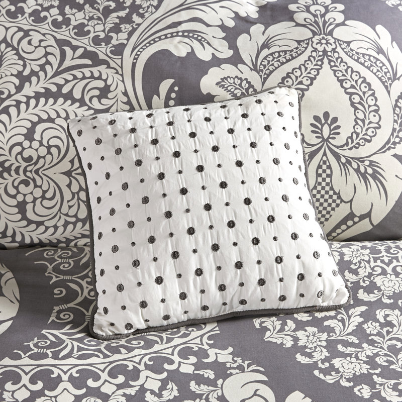 Gray King Cotton Reversible Floral Comforter Set