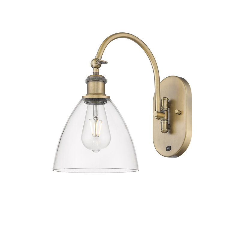 Bras pivotant en verre Amenda, Ampoule non incluse, Laiton brossé