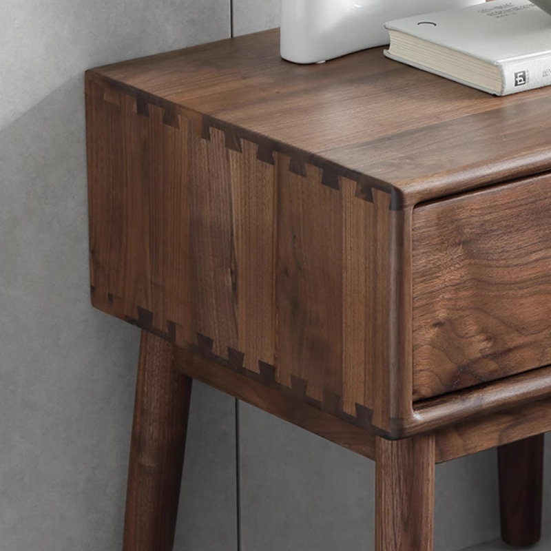 Table de chevet simple en noyer noir