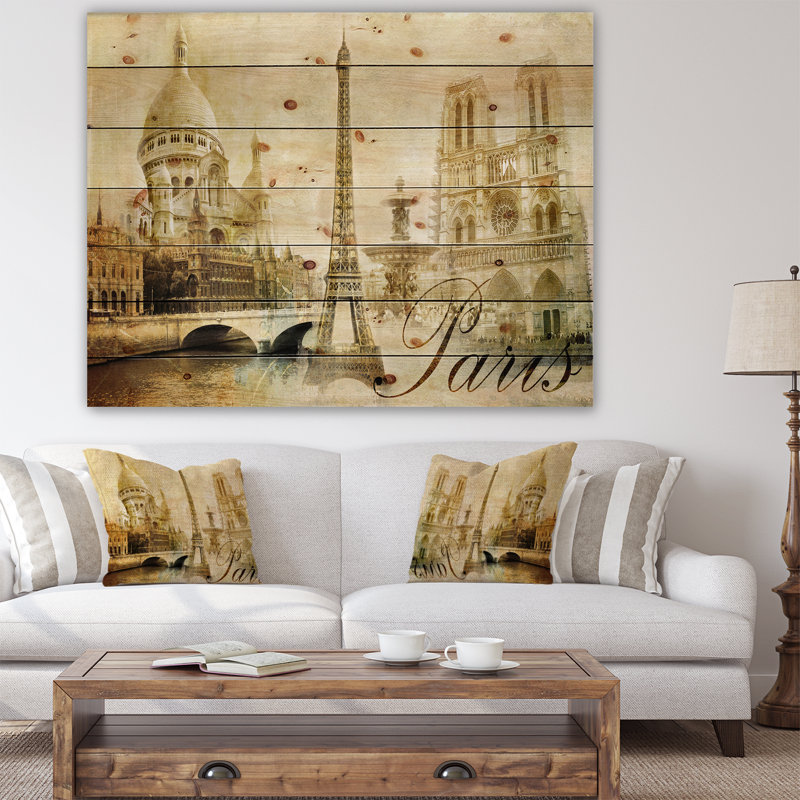 Paysage urbain «Old Beautiful Paris», impression, H 30 po x l 40 po x P 1,5 po, Bois