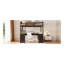 Lit mezzanine double en bois avec bureau en U, compartiments de rangement et miroir à trois volets, espresso-610412794