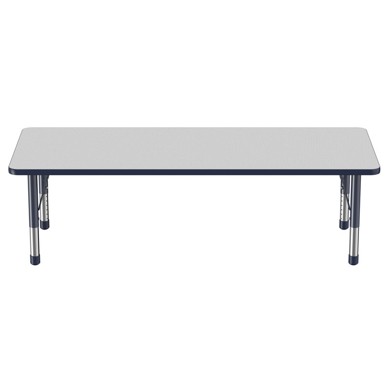 Table d'activité rectangulaire à hauteur réglable en forme de T, Gris/bleu marine, Super, 36 po x 72 po
