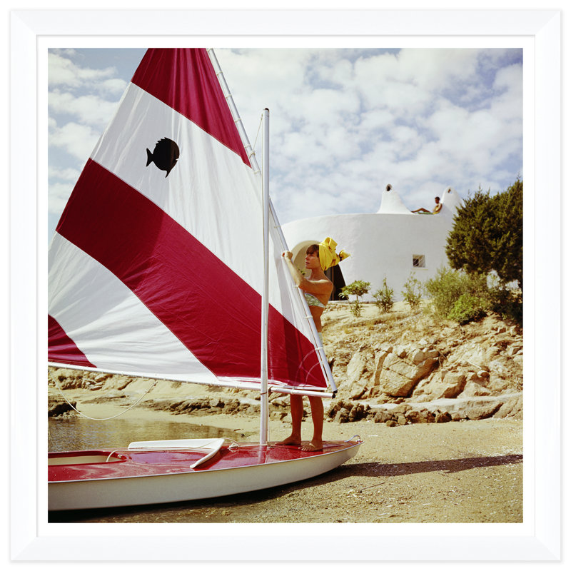 Bettina Graziani Print by Slim Aarons, White Single Picture Framed, 51.5" H x 51.5" W x 1.5" D