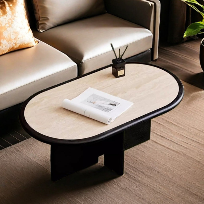 Table basse ovale mobile en pierre frittée