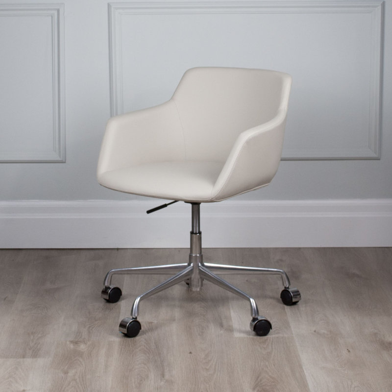 Mahiyah Genuine Leather Task Chair, White