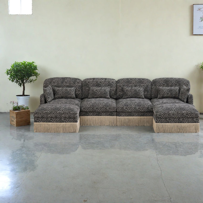 Canapés modulaires spacieux, style moderne léopard chenille pour la maison