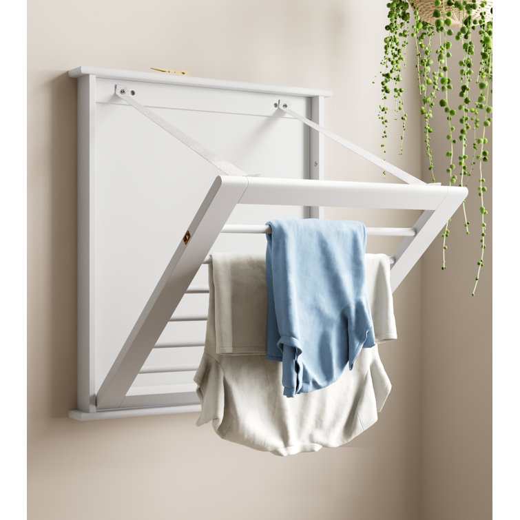 Laundry Drying Rack, Wood Ceiling Wall Mounted Foldable Hanger for Clo –  Woodesa