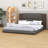 Floor Upholstered Platform Bed With Extended Wood Headboard & Bedside Shelf