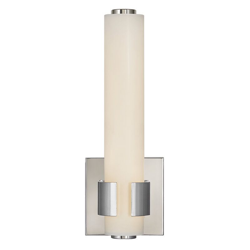 Aiden Integrated LED Bath Sconce w/ Etched White Glass, Polished Nickel