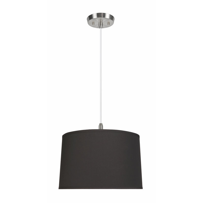 Luminaire tambour suspendu unique 2 lumières Alberto, Noir, H 11,5 po x l 18 po x P 17 po