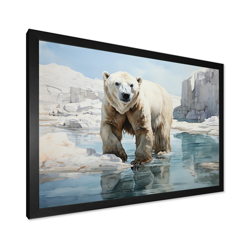 " White Teal Iceberg Pristine Solitude ", H 34 po x l 44 po x P 1,5 po, Cadre simple noir