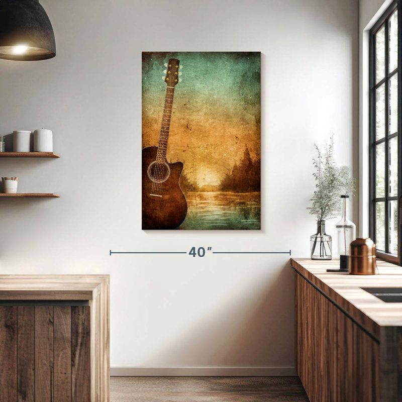 Abarca, lac grunge et guitare, H 39 po x l 26 po