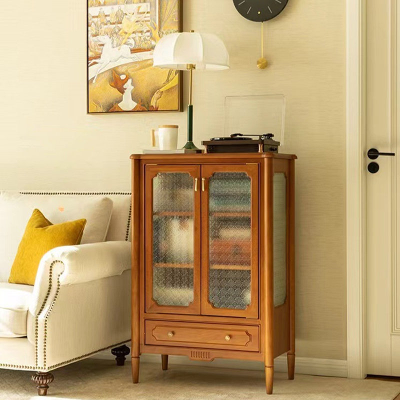 Buffet décoratif en verre semi-transparent à double porte
