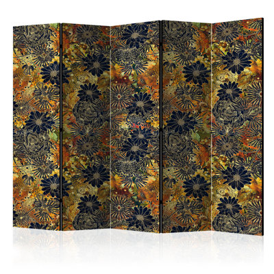 225cm W x 172cm H 5 - Panel Solid Wood Folding Room Divider
