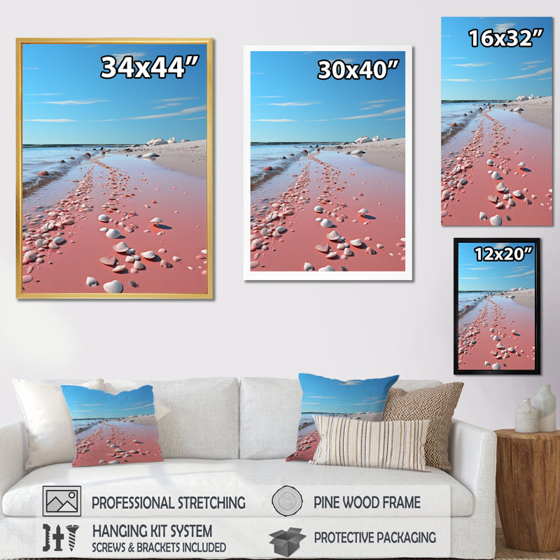 Plage de sable rose Bruin II, Cadre naturel flottant, H 32 po x l 16 po x P 1 po
