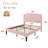 Chic Teddy Fleece Upholstered Platform Bed With Curve-Shaped Headboard, Modern Soft Boucle Fabric Bed Frame, Solid Wood Slat Support, No Box Spring Needed-690526388-690526392