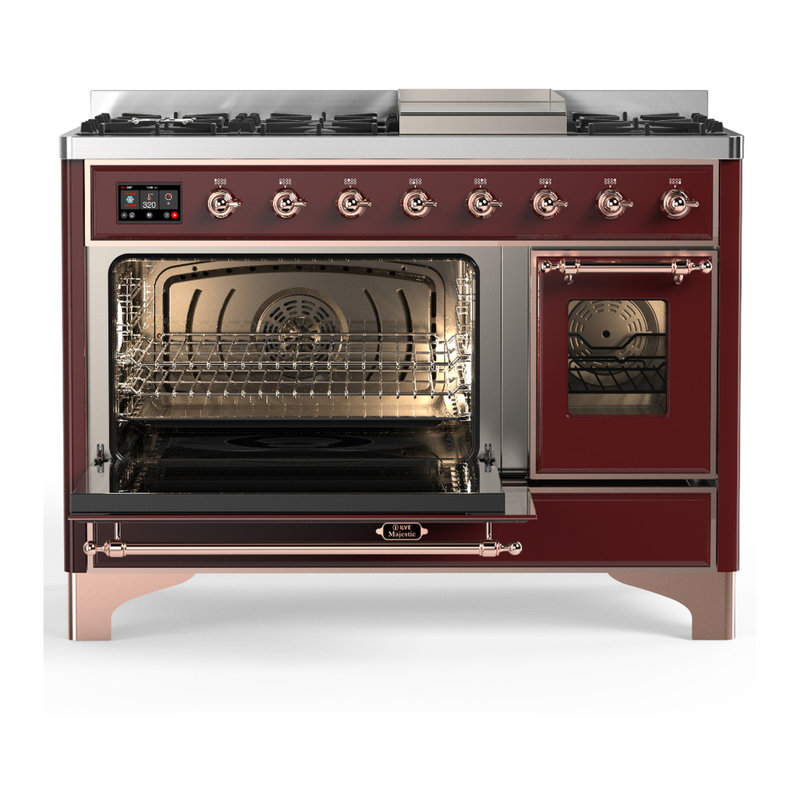 Majestic III Series 48 Inch Dual Fuel Range with 5 Sealed Burners, Griddle, Frenchtop in Matte Graphite (Liquid Propane, Burnished Trim)