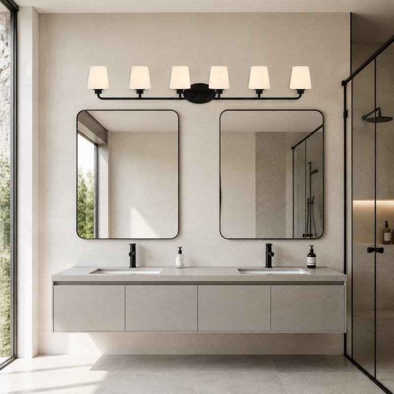 Éclairage géométrique à 6 lumières pour meuble-lavabo
