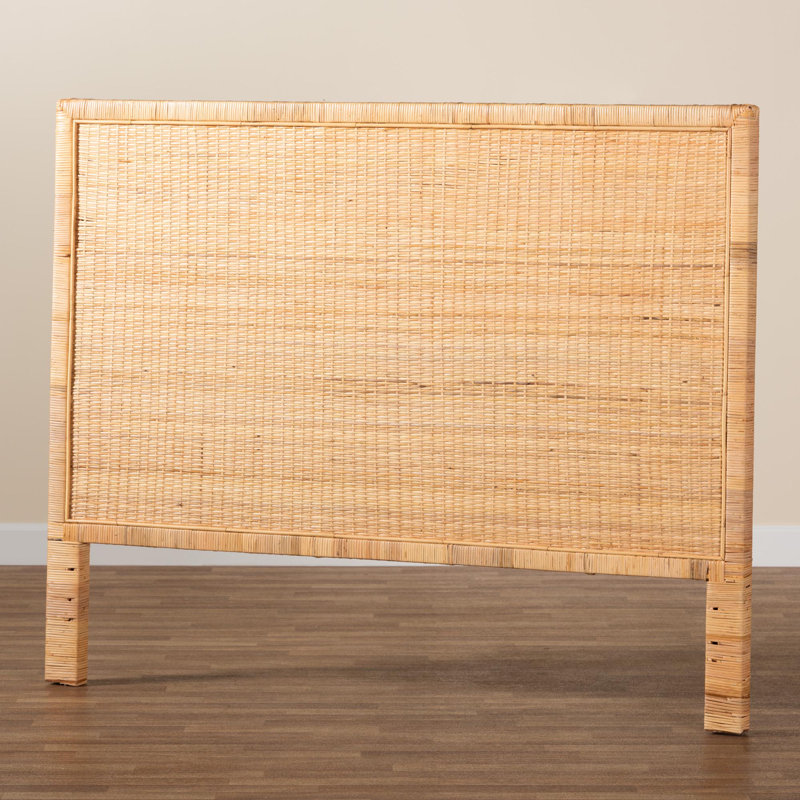 Guilaine Rattan and Mahogany wood Headboard, Queen