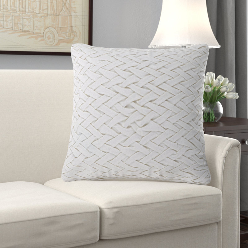 Borislav Cotton Throw Pillow, 18" H x 18" W x 4" D, White