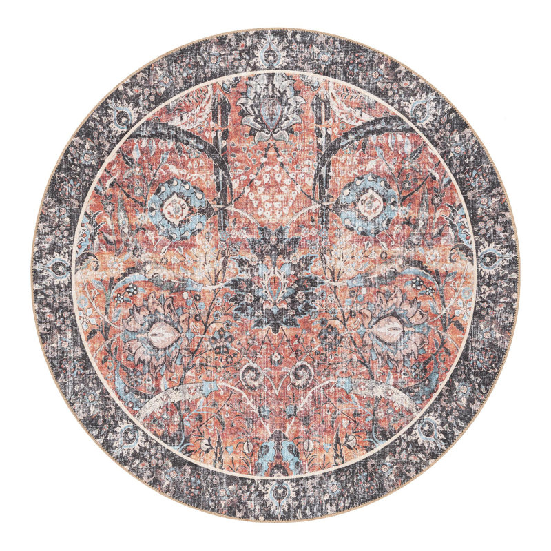 Maysn Performance Chenille Floral Indoor Rug, Round 5'1" x 5'1"