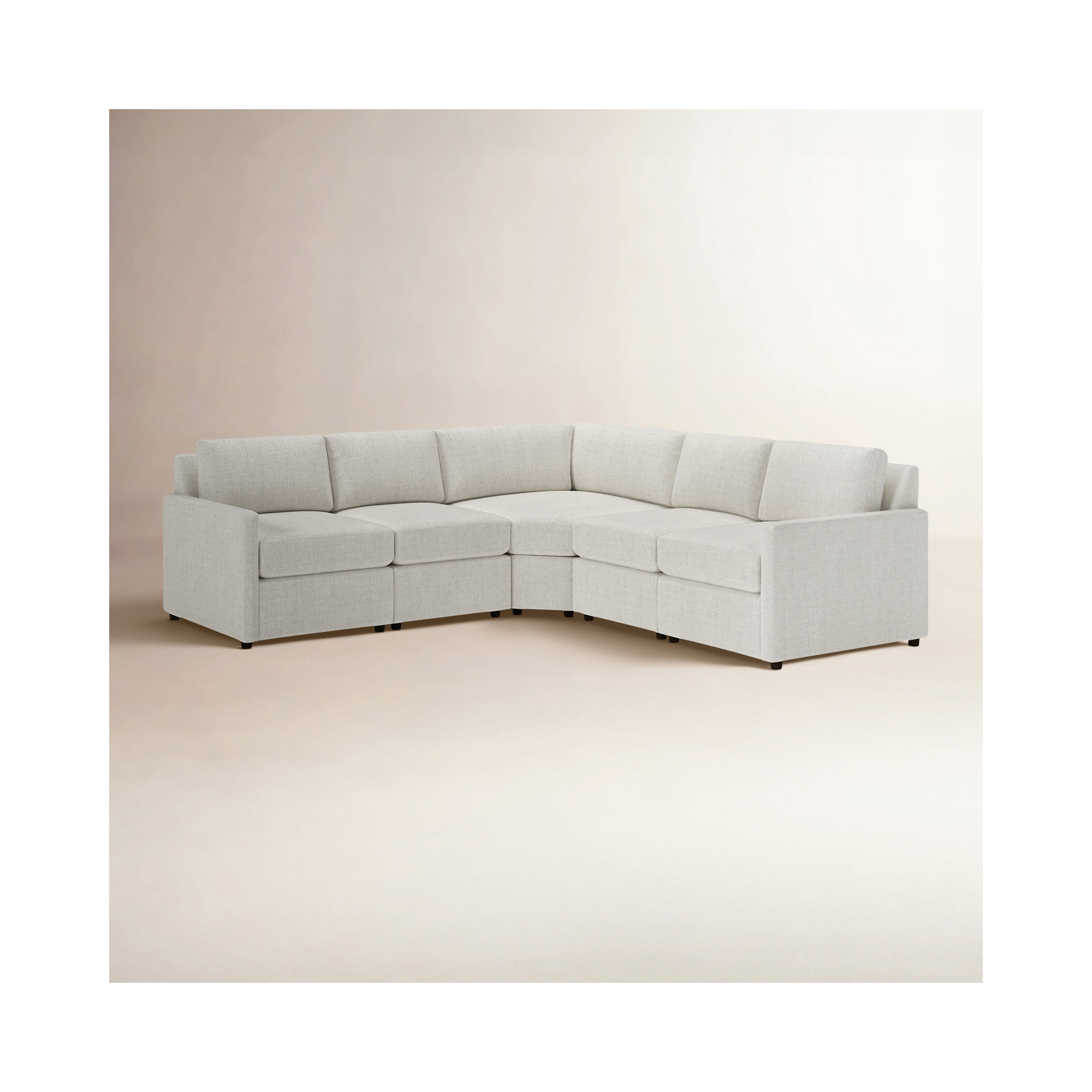 Damari 108" 5 - Piece Modular Wedge Corner Sectional, Monique Oyster Textured Chenille