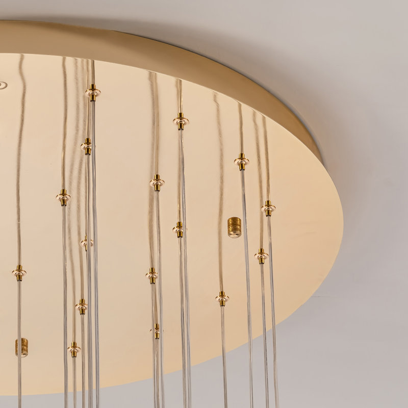 Pawnee 36-light Cylinder Foyer Chandelier With Raindrop Crystals and LED Light