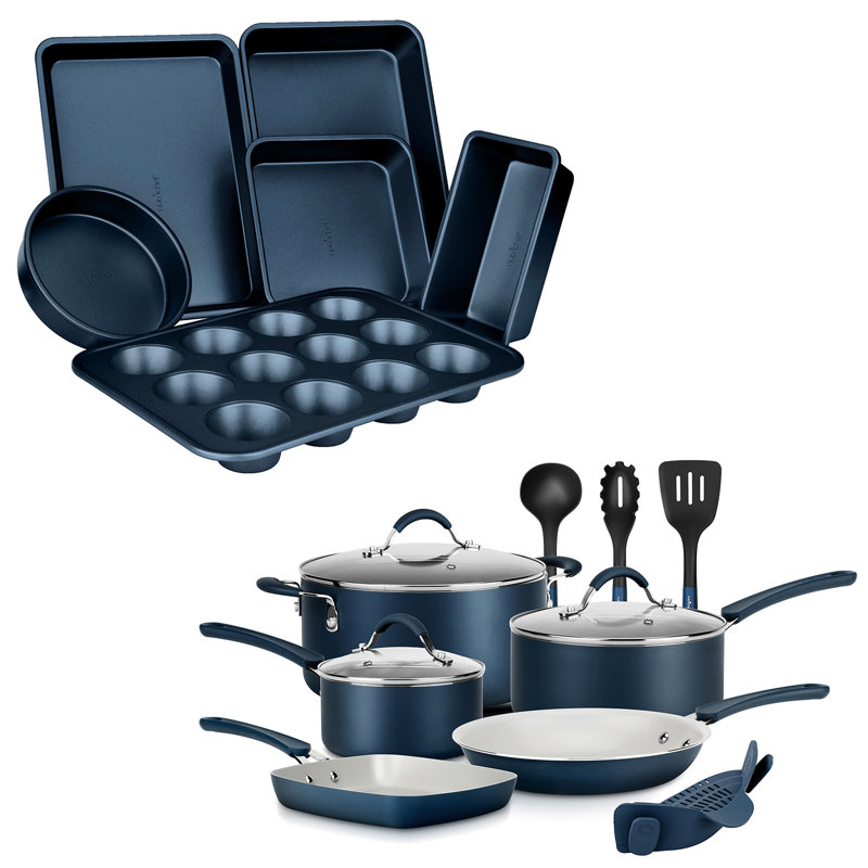 20 - Piece Non-Stick Cookware Set, Blue