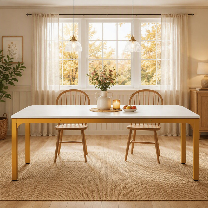 Dining Table, White&Gold