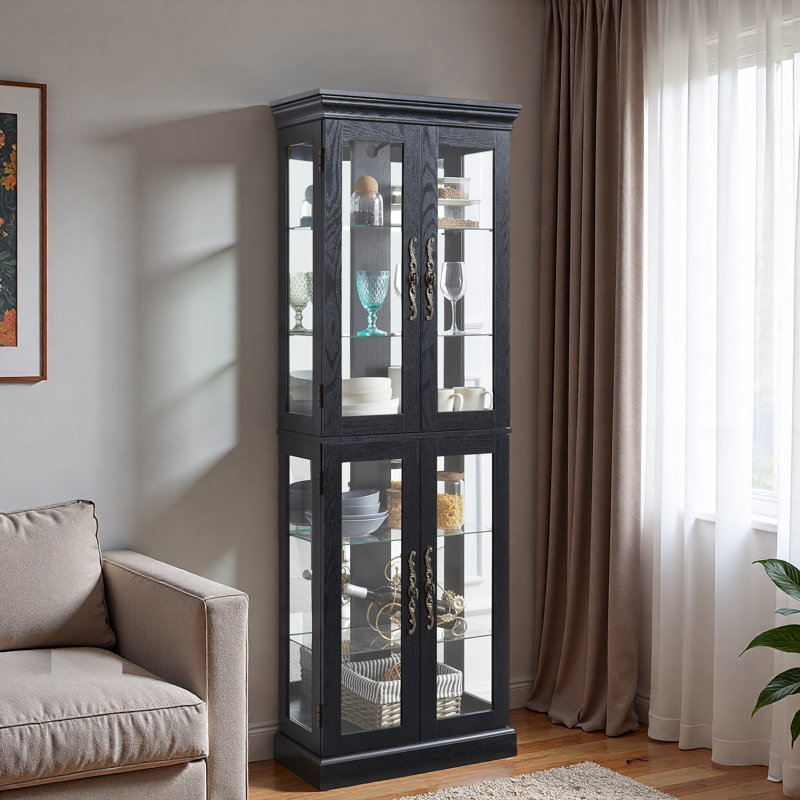 Vitrine lumineuse en verre avec éclairage DEL et tablettes réglables