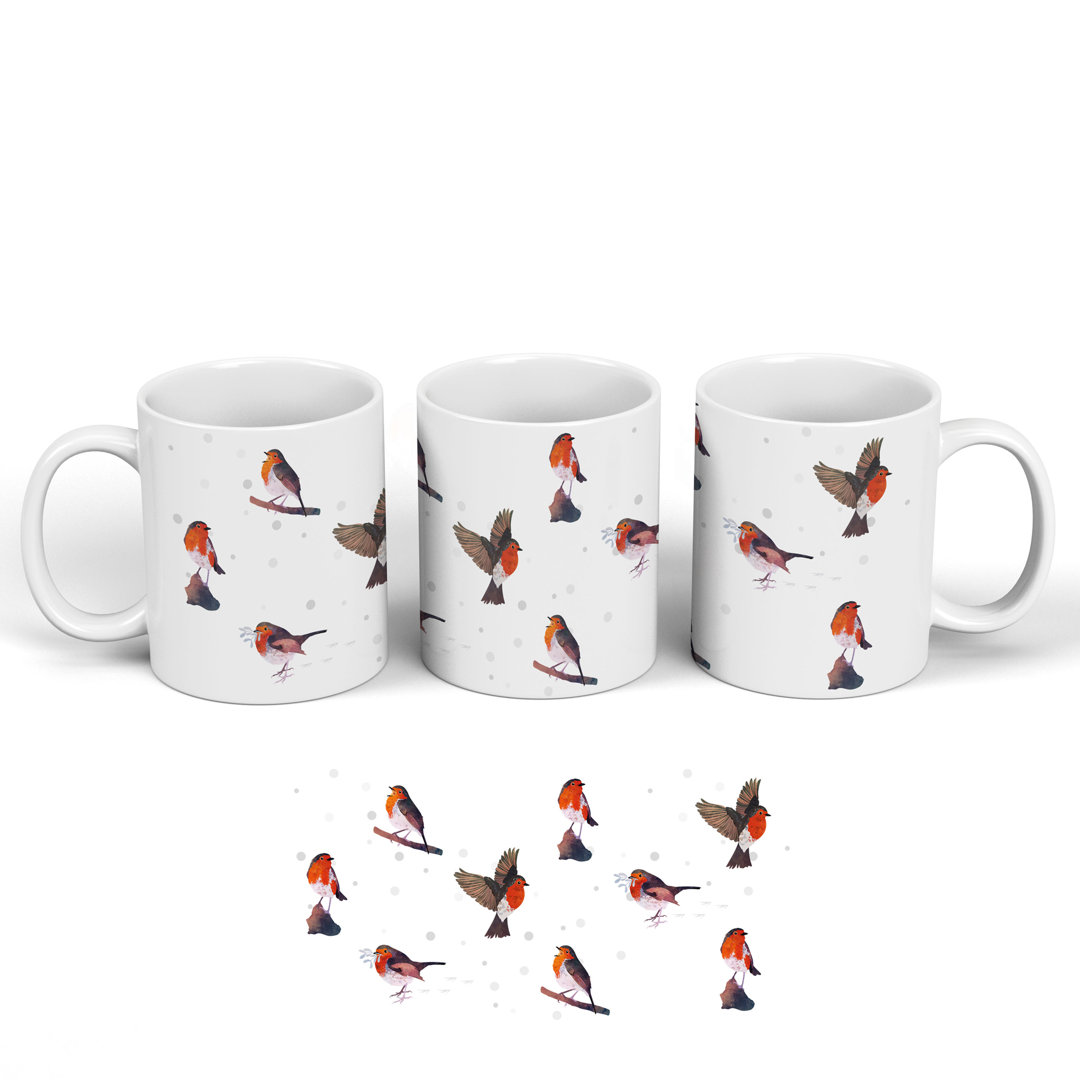 Festive Robin Pattern Snow Christmas Ceramic Classic Mug
