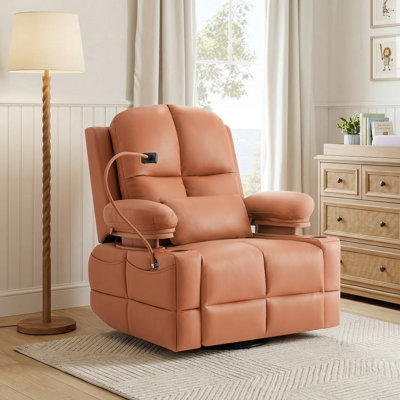 38.9"W Power Swivel Nursery Glider With HugAssist Armrest And Dual Charging Port