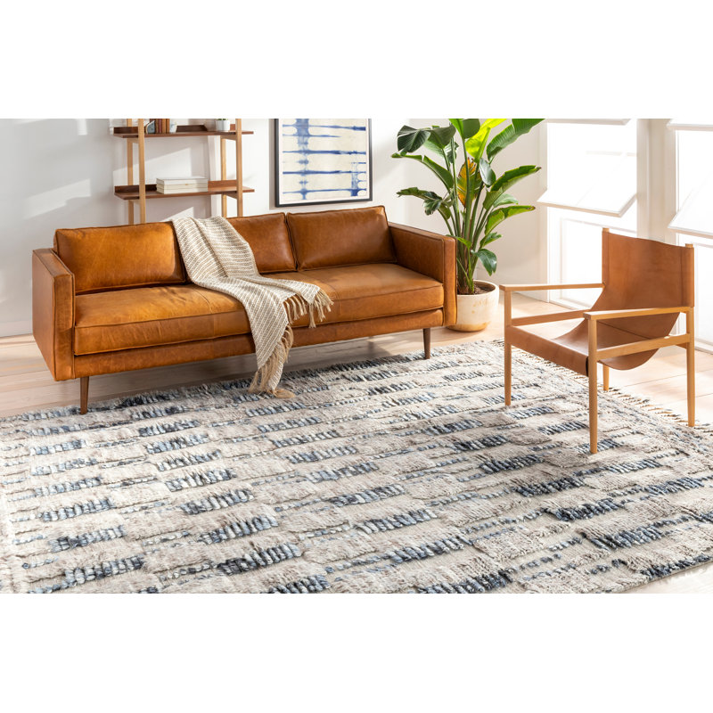 Kenady Hand Knotted Wool Southwestern Area Rug, Rectangle 8'10" x 12'
